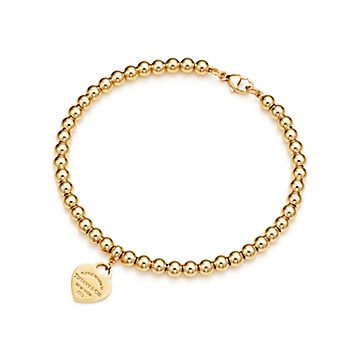 Tiffany&Co Heart Tag Bead Bracelet Yellow Gold